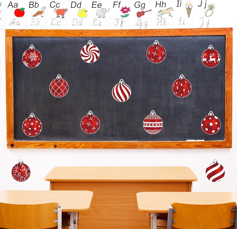TREWAVE Christmas Ball Cutouts Bulletin Board Decorations Classroom Winter Holiday Cut-Outs Ornaments Home School Christmas Stickers for Wall Window Blackboard Decor - Image 4